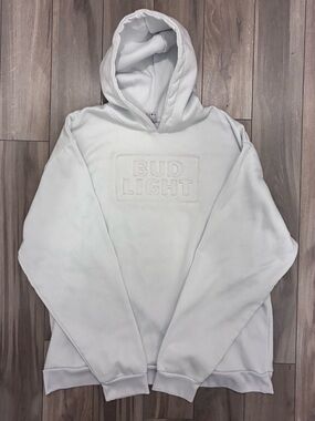 Bud Light Embroidered Logo White Hoodie